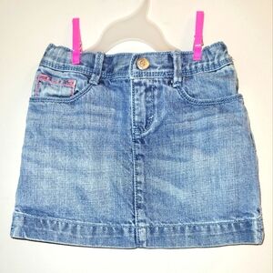 Vintage Gymboree Bright and Beachy Blue Pink Light Wash Denim Dot Skirt Girls 4